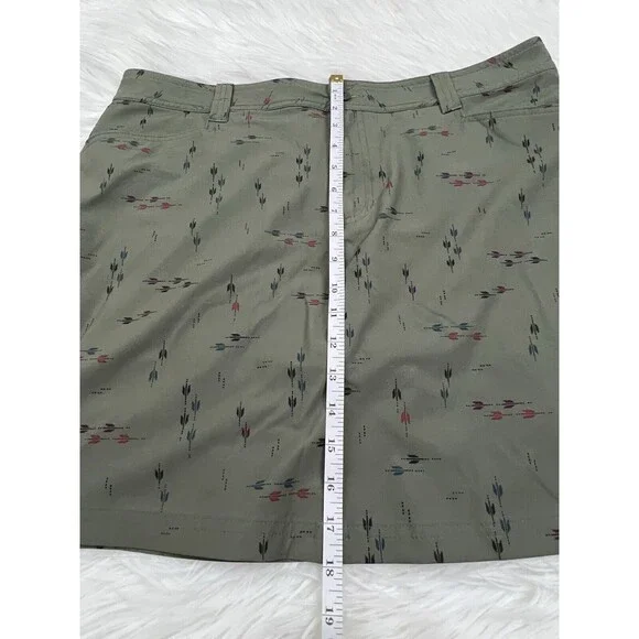 Eddie Bauer Green Skort Size 14 Pockets Stretchy Arrow Print‎ Tennis Golf Casual - Picture 8 of 13